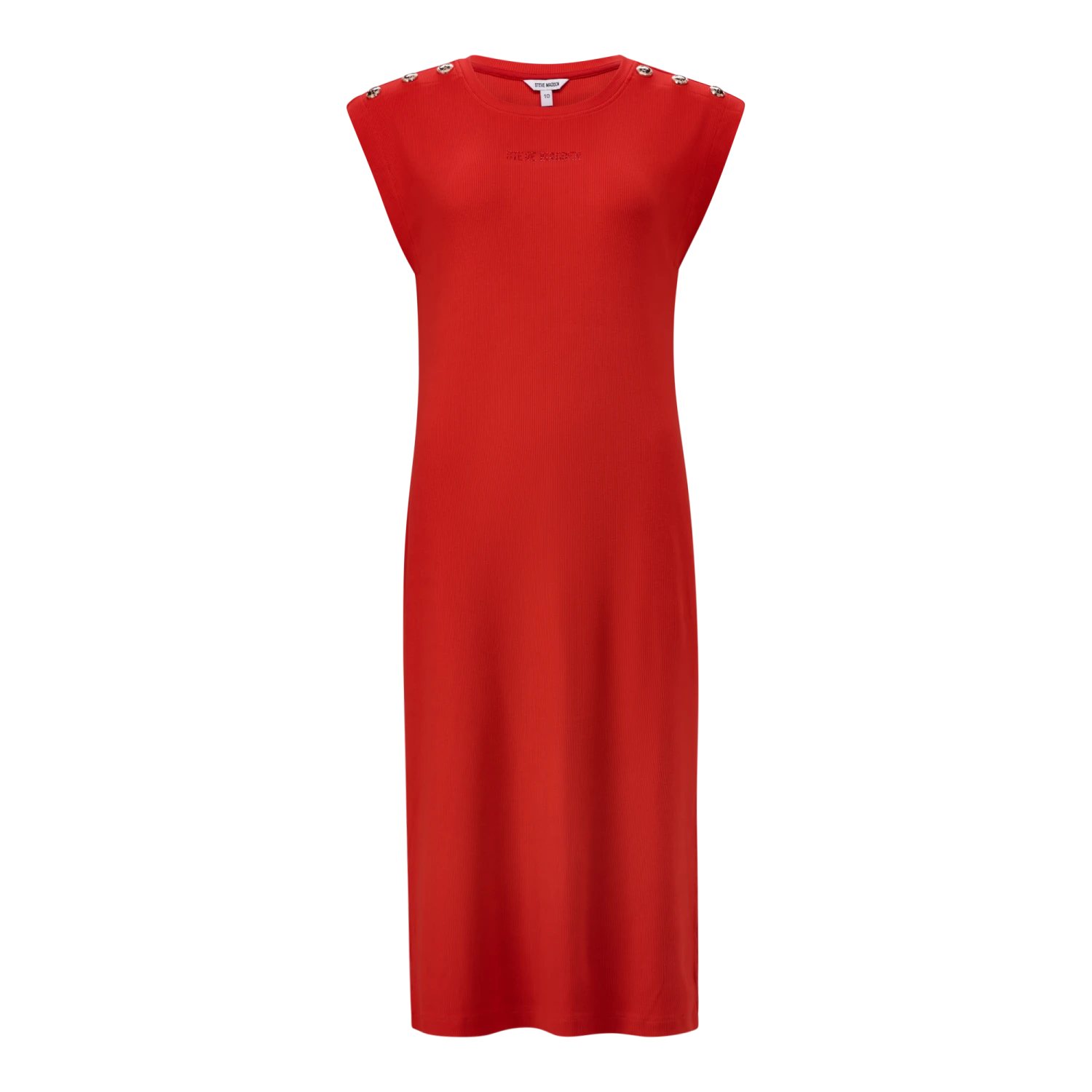 ELLE RED TUNIC MIDI DRESS WITH POPPERS 3 ELLE RED TUNIC MIDI DRESS WITH POPPERS