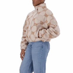 JOVIE NEUTRAL TEDDY FLEECE CROPPED BOMBER -Steve Madden Store SMJ433 JOVIE NEUTRAL 23