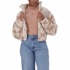 JOVIE NEUTRAL TEDDY FLEECE CROPPED BOMBER -Steve Madden Store SMJ433 JOVIE NEUTRAL 4