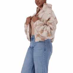 JOVIE NEUTRAL TEDDY FLEECE CROPPED BOMBER -Steve Madden Store SMJ433 JOVIE NEUTRAL 5