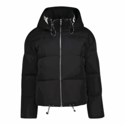 NASH BLACK CROPPED PUFFER WITH DETACHABLE HOOD
