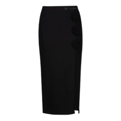 SADIE BLACK BODYCON SKIRT WITH ROSE