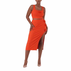SADIE TANGERINE BODYCON SKIRT WITH ROSE -Steve Madden Store SMS304 SADIE BODYCON SKIRT WITH ROSE TANGERINE 1