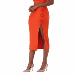 SADIE TANGERINE BODYCON SKIRT WITH ROSE -Steve Madden Store SMS304 SADIE BODYCON SKIRT WITH ROSE TANGERINE 14