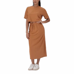 BONNIE DARK CARAMEL EMBOSSED LOGO SKIRT -Steve Madden Store SMS381 BONNIE dARKCARAMEL 1