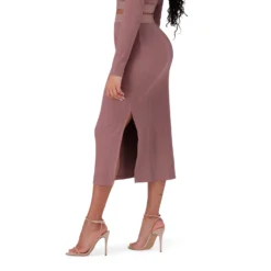 KARSYN DARK TAUPE BODYCON MIDI SKIRT -Steve Madden Store SMS395 KARSYN DARKTAUPE 12
