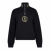 MAXINE BLACK COLLARED FLEECE SWEAT 1/4 ZIP -Steve Madden Store SMT228 MAXINECOLLAREDFLEECESWEAT1 4ZIP BLACK 01