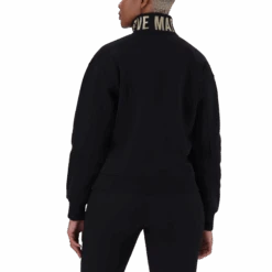 MAXINE BLACK COLLARED FLEECE SWEAT 1/4 ZIP -Steve Madden Store SMT228 MAXINE BLACK GOLD 8