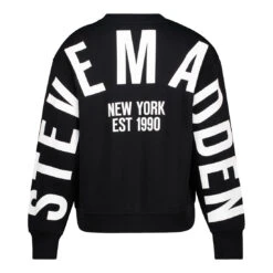 AMELIA BLACK OVERSIZED CREW NECK FLEECE SWEAT -Steve Madden Store SMT231 BLACK Back