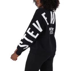 AMELIA BLACK OVERSIZED CREW NECK FLEECE SWEAT -Steve Madden Store SMT231 BLACK SMP252 BLACK 25
