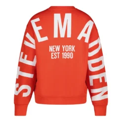 AMELIA TANGERINE OVERSIZED CREW NECK FLEECE SWEAT -Steve Madden Store SMT231 TANG Back