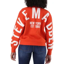 AMELIA TANGERINE OVERSIZED CREW NECK FLEECE SWEAT -Steve Madden Store SMT231 TANG SMD250 DWASH 23