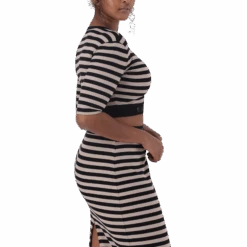 JADE STRIPE BLACK CHAMPAGNE CROPPED TOP -Steve Madden Store SMT298 JADE STRIP CROPPED TOP BLACK CHAMPAGNE 22