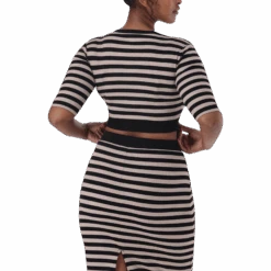 JADE STRIPE BLACK CHAMPAGNE CROPPED TOP -Steve Madden Store SMT298 JADE STRIP CROPPED TOP BLACK CHAMPAGNE 25