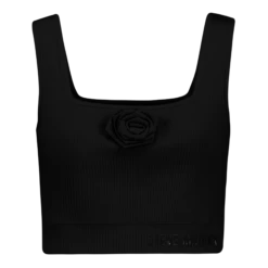 ARIANNA BLACK CROPPED TOP WITH ROSE