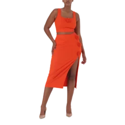 ARIANNA TANGERINE CROPPED TOP WITH ROSE -Steve Madden Store SMT303 ARIANNA CROPPED TOP WITH ROSE TANGERINE 2