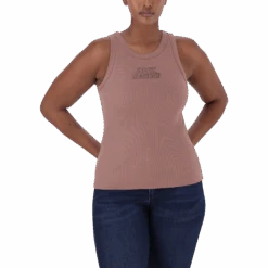 AALIYAH TOFFEE SPARKLE LOGO TANK -Steve Madden Store SMT312 AALIYAH SPARKLE LOGO TANK TOFFEE 18