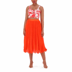 AYLA CROPPED TOP WITH TWIST -Steve Madden Store SMT346 AYLA CROPPED TOP WITH BUST TWIST TANGERINE FLORAL 3