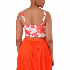 AYLA CROPPED TOP WITH TWIST -Steve Madden Store SMT346 AYLA CROPPED TOP WITH BUST TWIST TANGERINE FLORAL 9