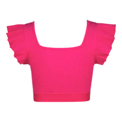 MAREN HOT PINK RUFFLE CROPPED TOP -Steve Madden Store SMT351 MAREN RUFFLE CROPPED TOP HOT PINK 02