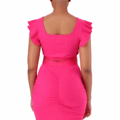 MAREN HOT PINK RUFFLE CROPPED TOP -Steve Madden Store SMT351 MAREN RUFFLE CROPPED TOP HOT PINK 13