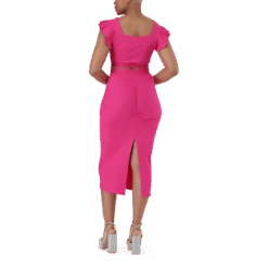 MAREN HOT PINK RUFFLE CROPPED TOP -Steve Madden Store SMT351 MAREN RUFFLE CROPPED TOP HOT PINK 8