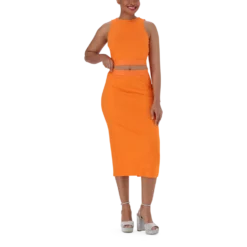 ALEXA ORANGE HIGH NECK CROPPED TOP -Steve Madden Store SMT353 ALEXA HIGH NECK CROPPED TOP ORANGE 3