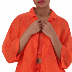 EDITH TANGERINE OVERSIZED SHIRT -Steve Madden Store SMT357 EDITH OVERSIZED SHIRT TANGERINE 14