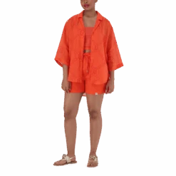 EDITH TANGERINE OVERSIZED SHIRT -Steve Madden Store SMT357 EDITH OVERSIZED SHIRT TANGERINE 2