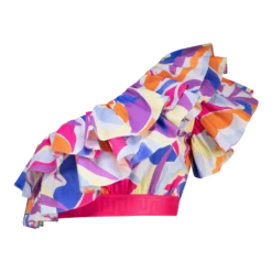 EMMY MULTI RUFFLE SLEEVE CROPPED TOP -Steve Madden Store SMT362 EMMY RUFFLE SLEEVE CROPPED TOP MULTI 01