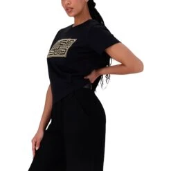 MALISSA BLACK METALLIC LOGO BOXY T-SHIRT -Steve Madden Store SMT379 MELISSA BLACK 9