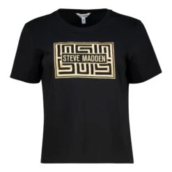 MALISSA BLACK METALLIC LOGO BOXY T-SHIRT