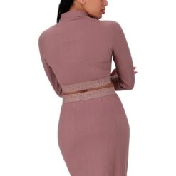 ELORA DARK TAUPE LONG SLEEVE FUNNEL NECK CROP TOP -Steve Madden Store SMT394 ELORA DARKTAUPE 13