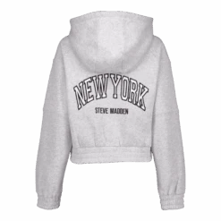 NOLA GREY MELANGE FLEECE HOODED SWEAT -Steve Madden Store SMT425 NOTAFLEECEHOODEDSWEAT GREYMELANGE 02
