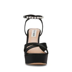Steve Madden SUNLIT BLACK -Steve Madden Store STEVEMADDEN SHOES SUNLIT BLACKSATIN FRONT SMECOMM